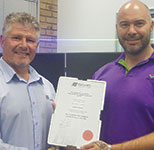 From l: Johan Maritz, chairman SAIMC Secunda; Christo Basson, Aveng ACS.